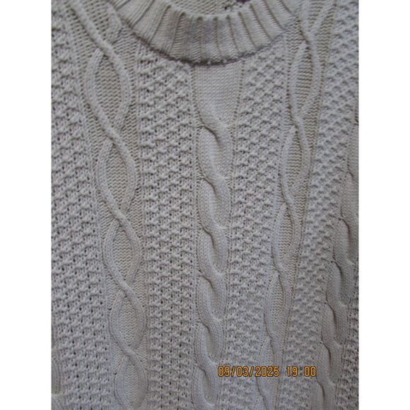 Jeanne Pierre size M/L cream colored cable knit sweater with front pocket cotton - Picture 2 of 9